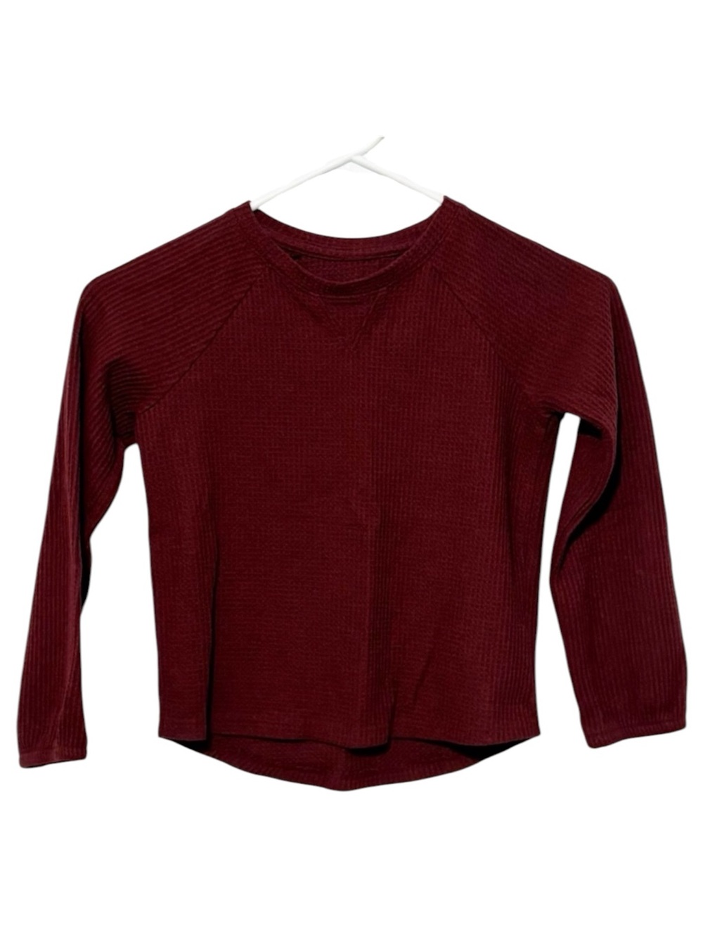 Cat & Jack Girls Long Sleeve Maroon Sweater Waffle Knit Size 6/6X
